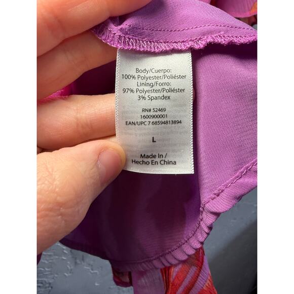 Sofia Vergara Feather Peplum Ruffle Wrap Blouse Womens Large Boho Cottagecore - Picture 5 of 7